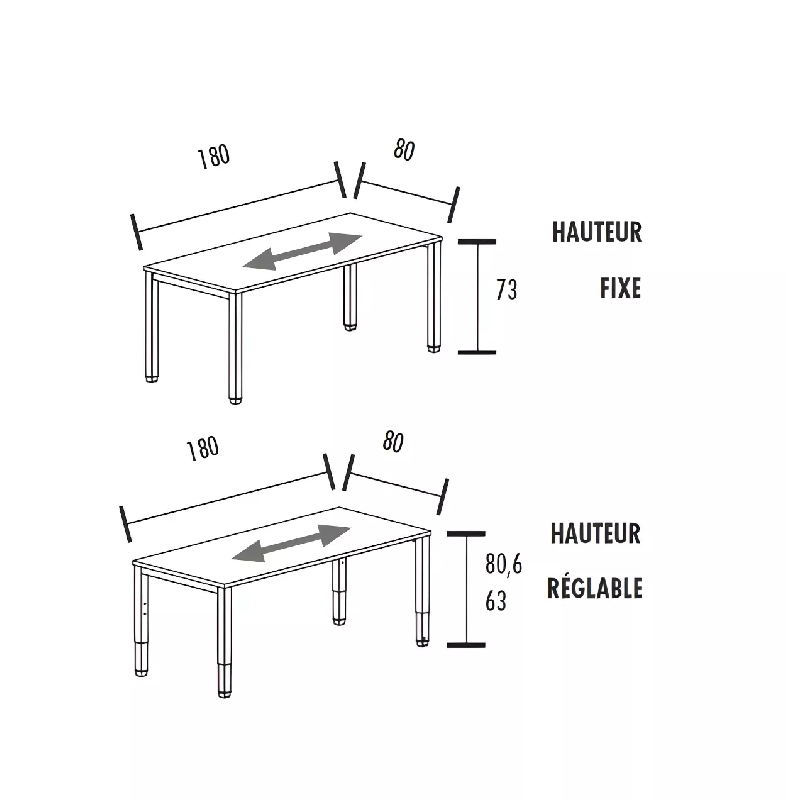 Bureau individuel avec retour So Vicar réglable en hauteur_4