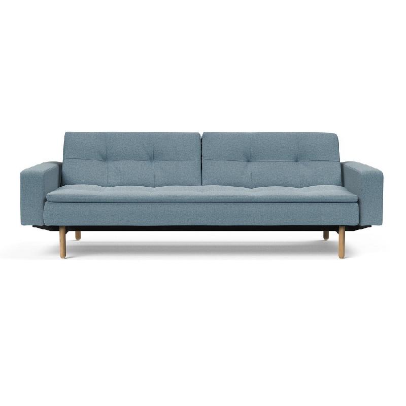 Canapé design Dublexo Stem convertible lit 115x210 cm - pieds chêne - tissu Soft Indigo_4