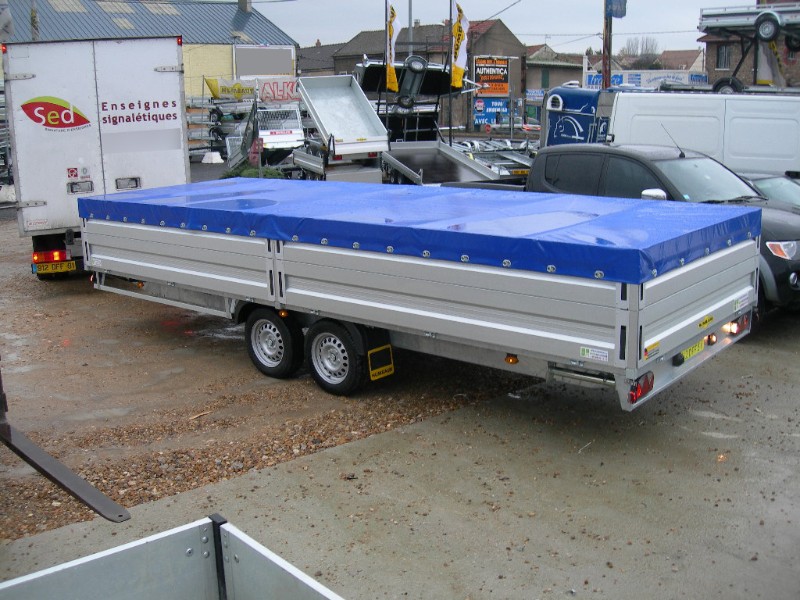 Remorque plateau Humbaur HT 356225 GR - 2 essieux, ridelles alu, roues dessous_4