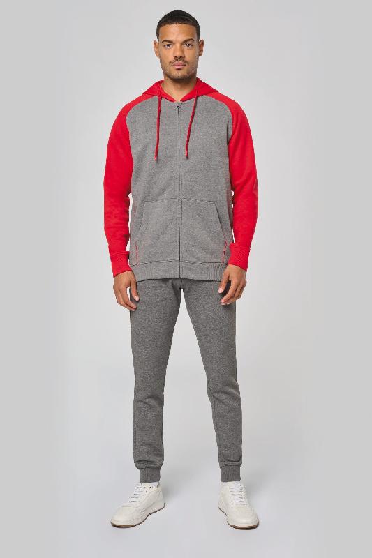 Veste molleton zippée unisexe à capuche bicolore - Réf : PA380 - Molleton gratté 65% polyester / 35% coton - Marque PROACT_4