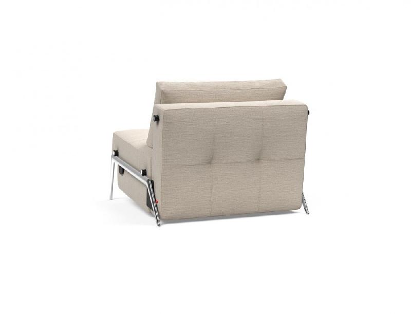 Fauteuil design convertible Innovation Living Cubed 02 - 90x200 cm - Tissu Blida gris sable - Pieds alu_4