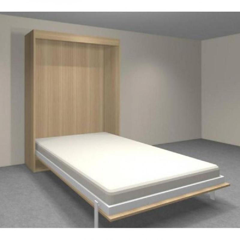 Armoire lit escamotable AGATA - Chêne - Couchage 160x200 cm avec sommier à lattes_4