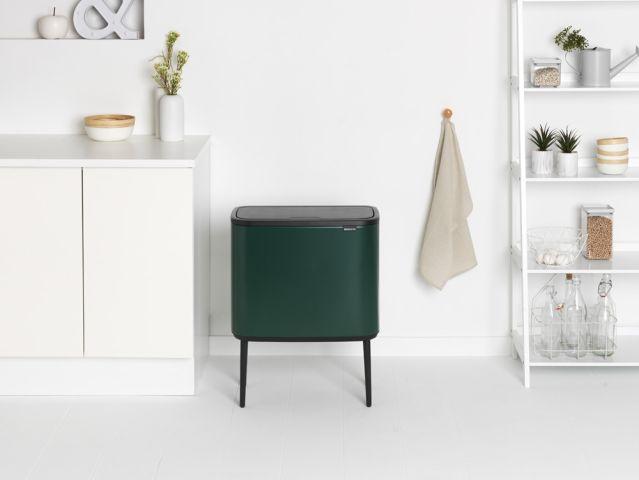 Poubelle Bo Touch Bin Brabantia - 34 litres - Pine Green - 2 compartiments_4