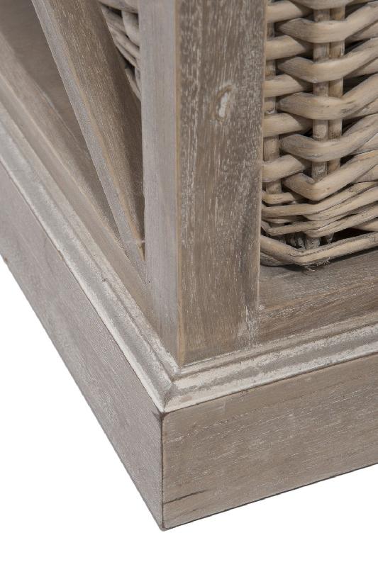 Table basse SAKOA rectangulaire - 1 panier en rotin et 2 plateaux en bois massif naturel_4