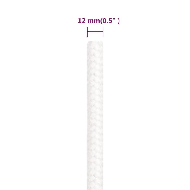Vidaxl corde de bateau blanc complet 12 mm 50 m polypropylène 152565_4