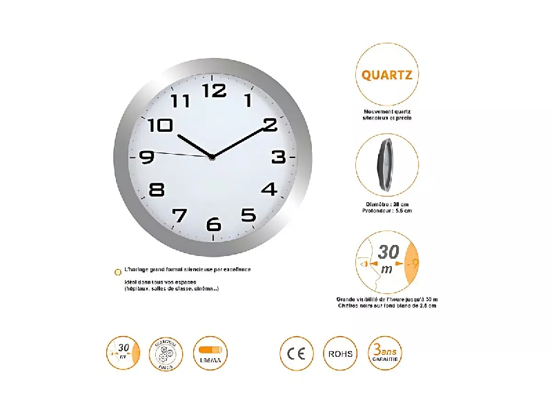 Horloge murale silencieuse métal_4