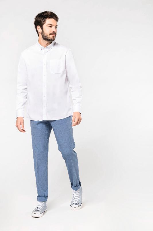 Chemise de travail en coton manches longues Nevada homme - Réf : K586 - Marque Kariban - Tissu sergé toucher peau de pêche_4