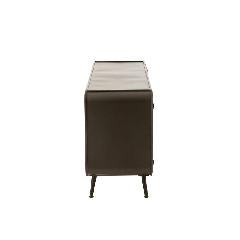 Buffet Tazzy - 2 portes quadrillées et 3 tiroirs en bois massif avec structure et piétement en métal_4