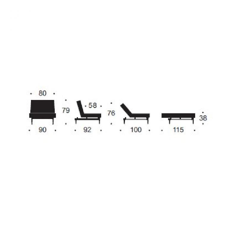 Fauteuil-lit convertible SPLITBACK Styletto - 90x115 cm - Pieds chêne naturel - Tissu Flashtex Dark Grey - Innovation Living_4