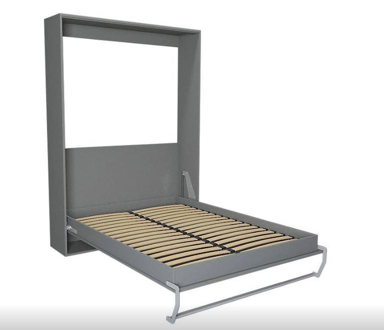 Composition armoire lit escamotable SMART-V2 gris mat - Couchage 140x200 cm avec colonne de rangement_4