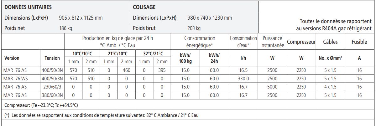Système de production de glace à faible teneur en eau résiduelle