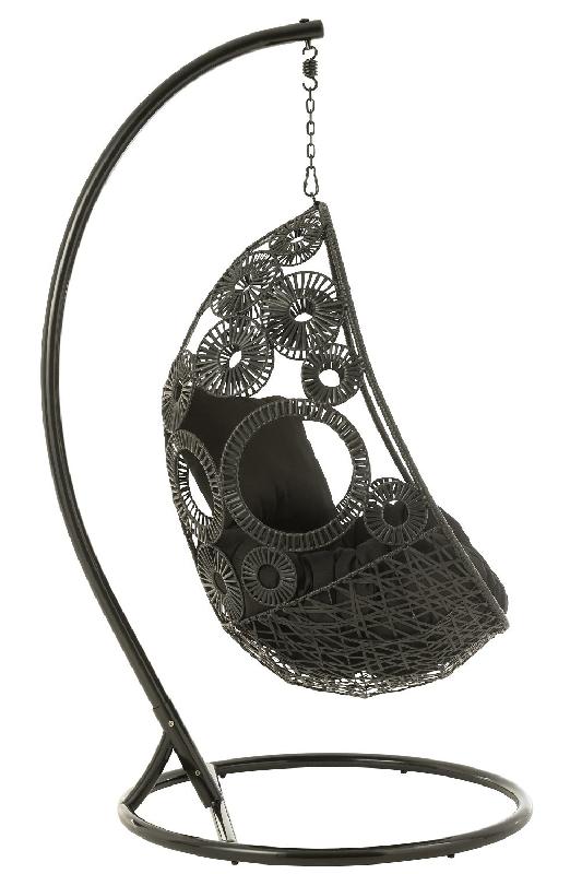 Fauteuil suspendu VANA - Aluminium et roseau noir - Utilisation intérieure et extérieure - Capacité 125 kg_4