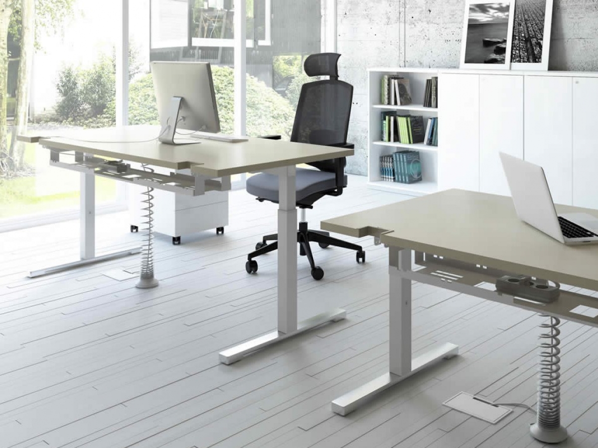 Bureau assis-debout motorisé réglable en hauteur avec une manivelle ou électriquement - DRIVE_4