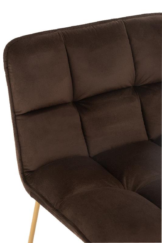 Fauteuil quadrillé Ratri - Velours marron foncé - Pieds métal laiton - Dimensions L65 x H85 x P58 cm_4