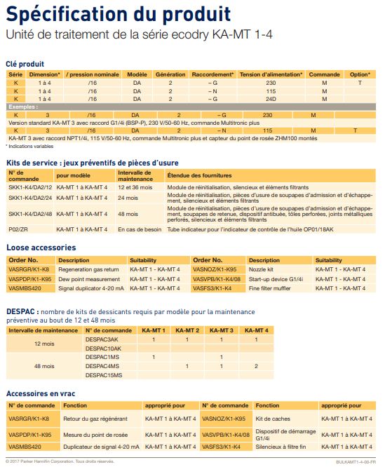 Ka-mt 1-4 - sécheurs par adsorption - parker hannifin france sas - débit 35 m³/h_4