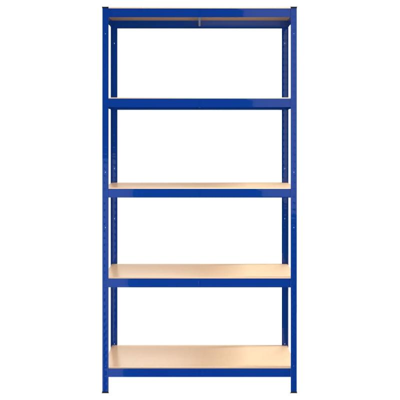 Vidaxl étagères à 5 niveaux 2pcs bleu acier et bois d'ingénierie 3154222_4