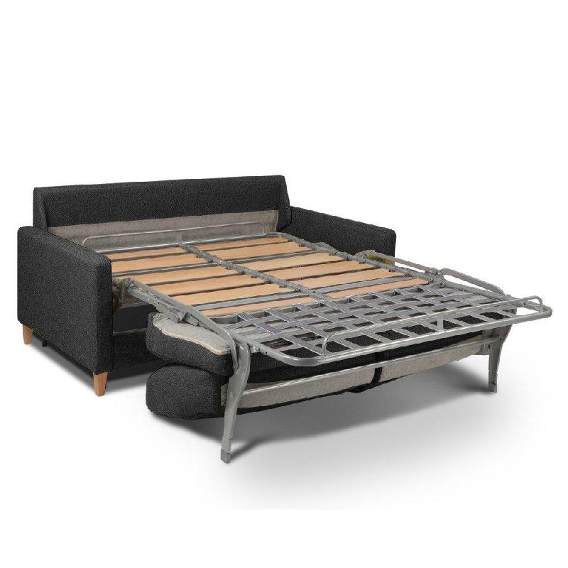 Canapé convertible OGGETTO - Matelas 16 cm - Système express - Sommier à lattes 160 cm - Velours noir - RENATONISI_4