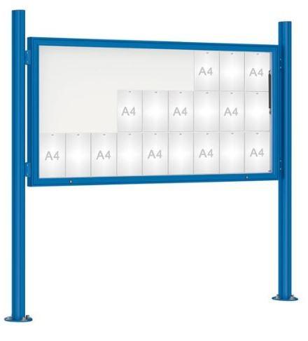 Vitrine extérieure peinte 75 - sur poteaux oblongs - simple face - Taille de l'affichage de 8 à 30 A4 - Plexi chocs_4
