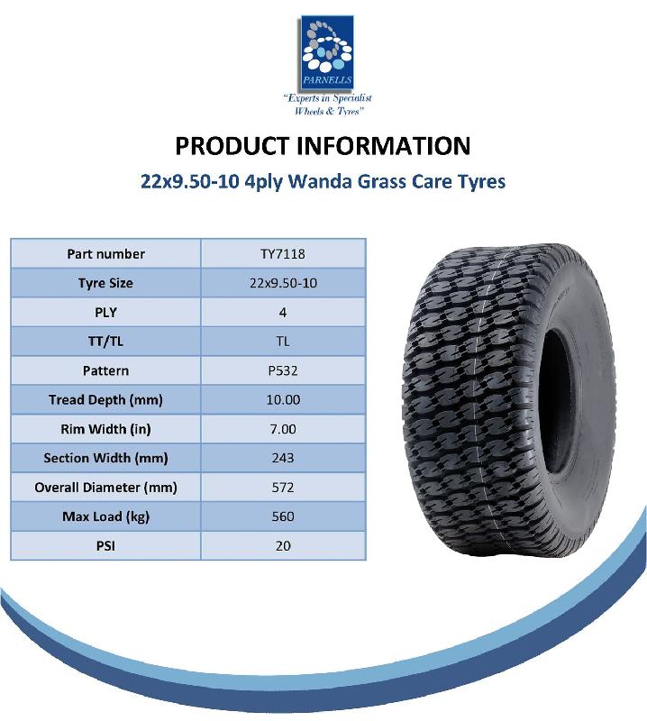 22x9.50-10 4ply Grass Tyre pour John Deere Gator Turf Lawnmowers P532 (Set of 3)_4