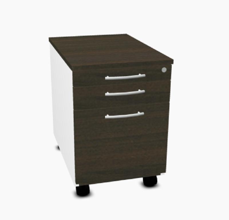 Caisson mobile pour dossiers suspendus - MDD - 3 tiroirs, Wengé_4