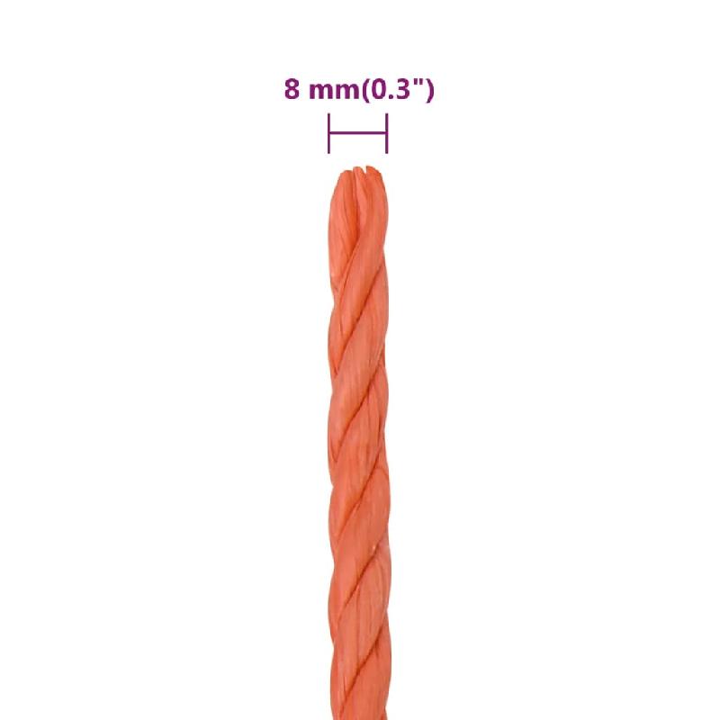 Vidaxl corde de travail orange 8 mm 100 m polypropylène 152930_4