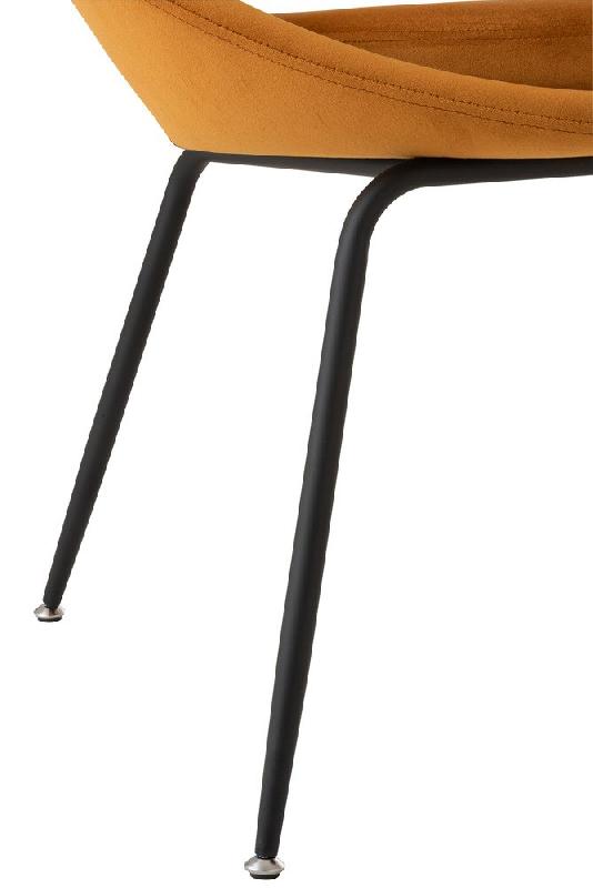 Chaise salle à manger ronde TROE avec trou - modèle rétro ocre - structure métal et tissu_4