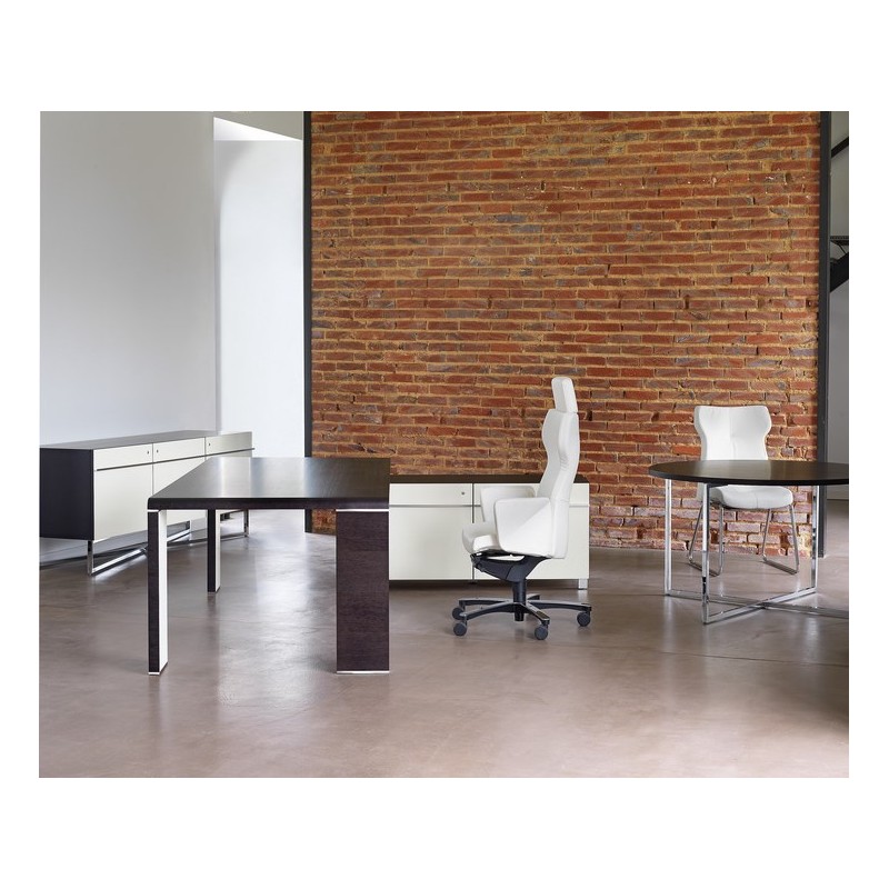 Bureau Folder avec retour et caisson suspendus, signé MACE