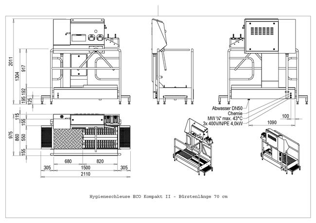 Sas Hygiène en acier inox - ECO Compact II avec module de nettoyage des semelles, lavage, séchage et désinfection des mains_4