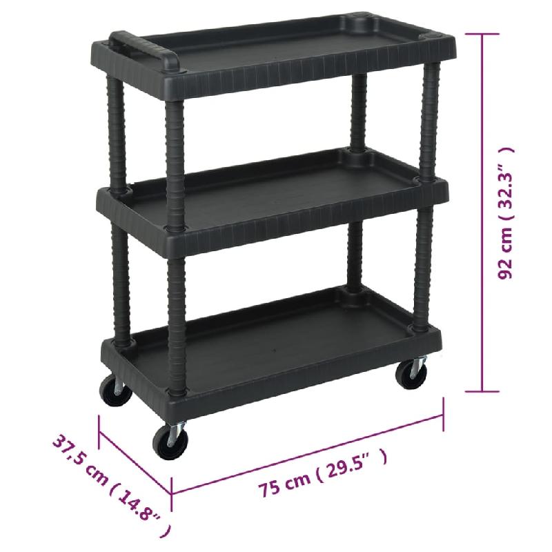 Vidaxl chariot à outils d'atelier 3 niveaux noir 75x37,5x92 cm pp 151828_4