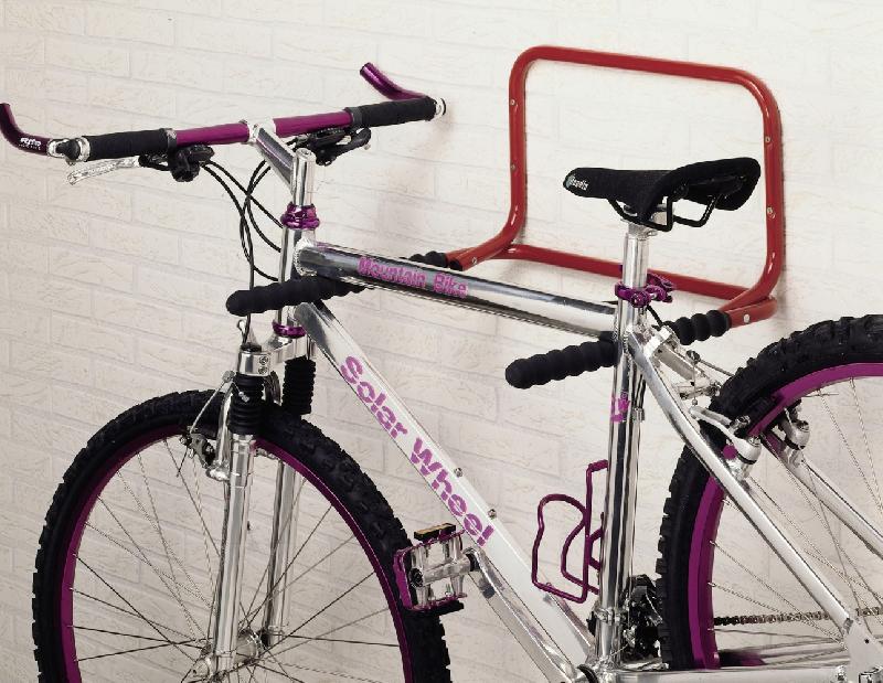 Support rabattable pour 2 vélos MOTTEZ - acier rouge - h.30 x l.52 x p.51 cm - charge max 50 kg_4