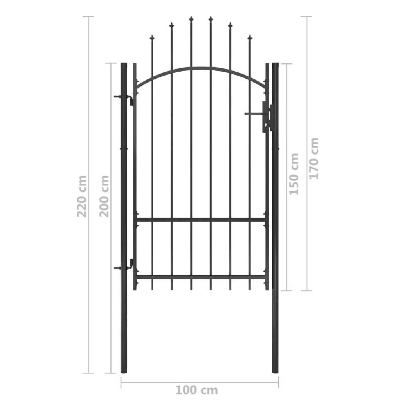 Vidaxl portail de jardin acier 1x2,2 m noir 146320_4