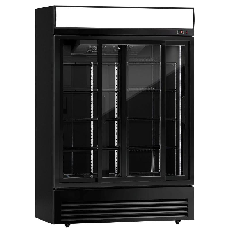 Armoire à boissons noire double portes coulissantes avec canopy - 880L_4