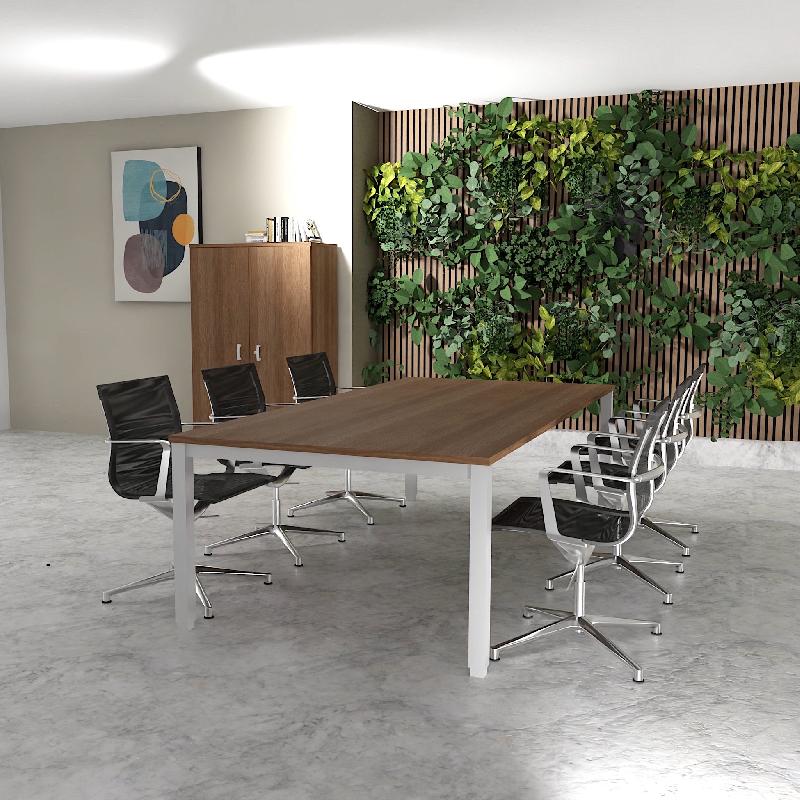 Table de réunion 6-8 personnes Tempo - Mobel Linea - 200, Alu, Acacia foncé_4