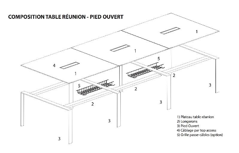 Table de réunion haut de gamme X7 - Officity - Chromé, Blanc, 480_4