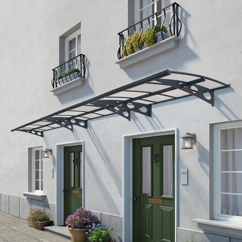 Protection d'entrée avec marquise aluminium gris 3,1 m²