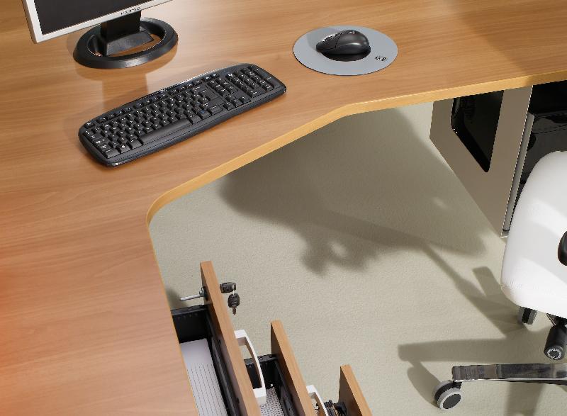 Bureaux bench compact Tempo avec caissons - Mobel Linea - 180, Alu, Anthracite, 4 tiroirs_4