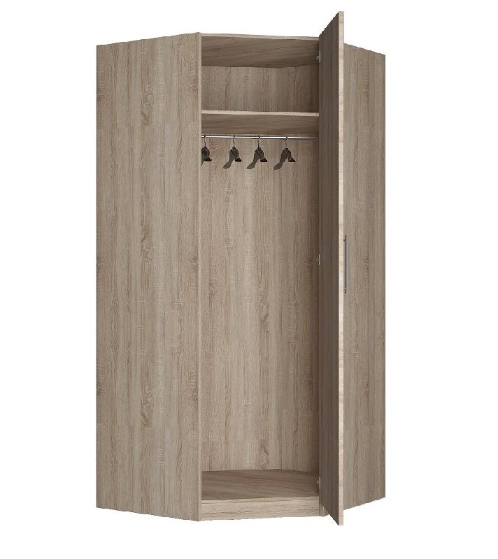 Composition lit escamotable DYNAMO chêne 140 x 200 cm - 2 colonnes rangement + angle - Sommier à lattes et ouverture assistée_4