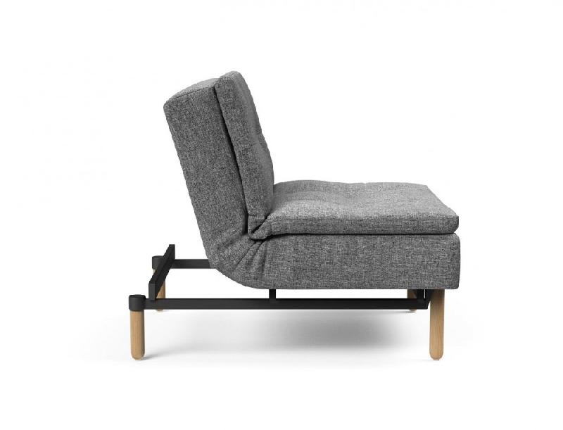 Fauteuil design Dublexo Stem convertible lit 90x115 cm - pieds obus chêne naturel - tissu Twist Charcoal_4
