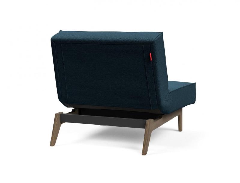 Innovation Living - Fauteuil convertible lit Splitback Eik 90 x 115 cm - pieds chêne noyer - tissu Argus Navy Blue_4