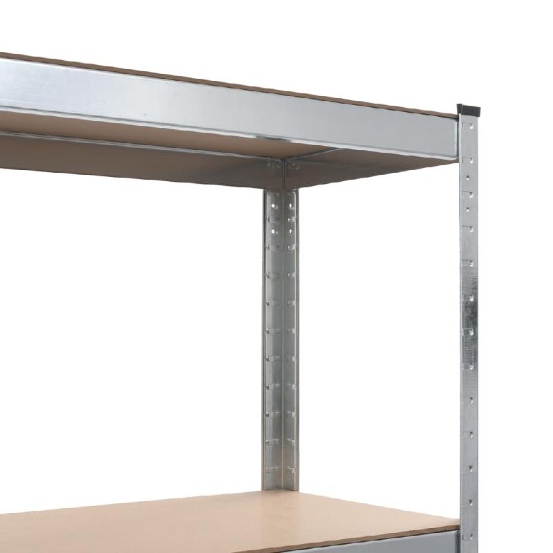 Vidaxl étagère de rangement 4 niveaux argenté acier et bois ingénierie 144266_4