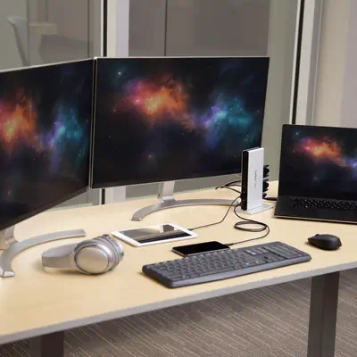 Station d'Accueil USB 3.0 pour Deux àÉcrans avec Adaptateurs DVI vers VGA et HDMI, 5x USB 3.0 et Audi_4