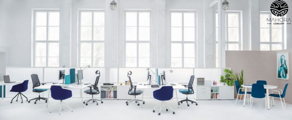 Yan M - Bureau open space avec plateaux coulissants - Mahora - Plateau mélaminé, piétement métal - Dimensions modulables_4