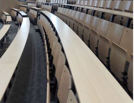 Fauteuil  d'amphithéâtre à piétement latéral avec assise et dossier ergonomique, tablette en contre-plaquéhêtre - NEWTON_4