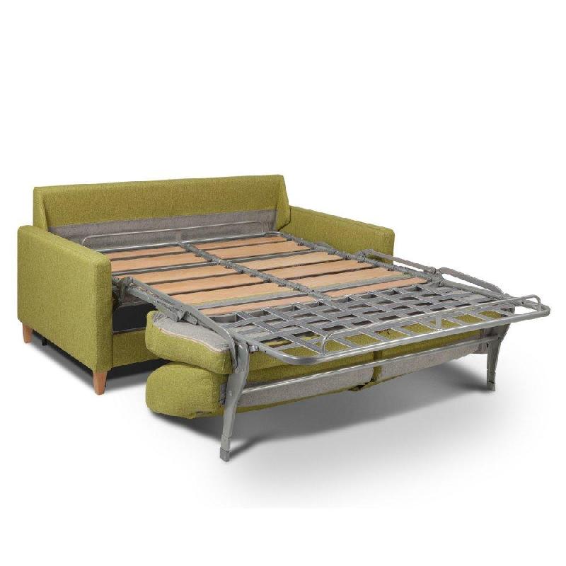 Canapé convertible OGGETTO - Velours jaune - Matelas 16 cm - Système express - Sommier à lattes 160 cm - RENATONISI_4