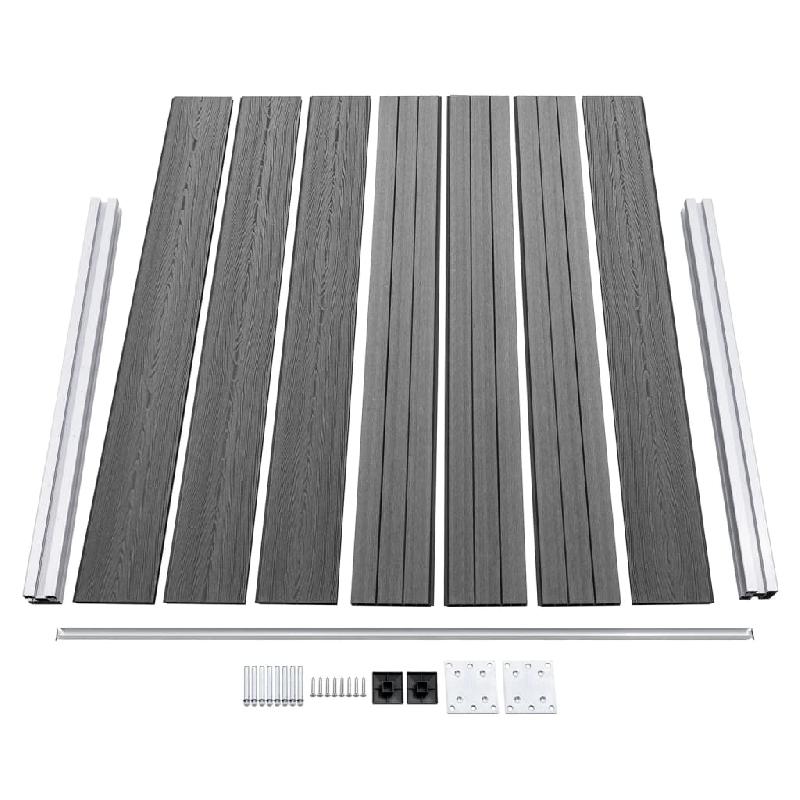 Vidaxl ensemble de panneau de clôture wpc 526x146 cm gris 3070456_4