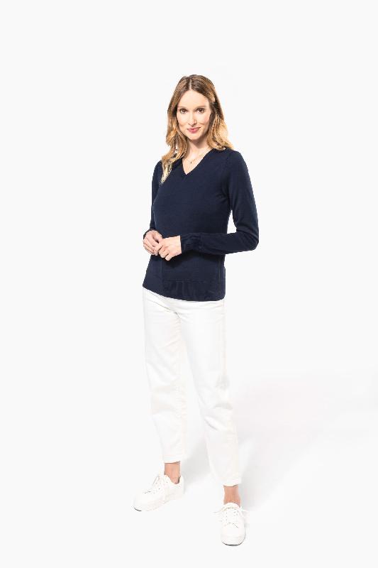 Pull Mérinos col V femme - Kariban Premium - 100% laine mérinos extra-fine - Réf: PK911_4