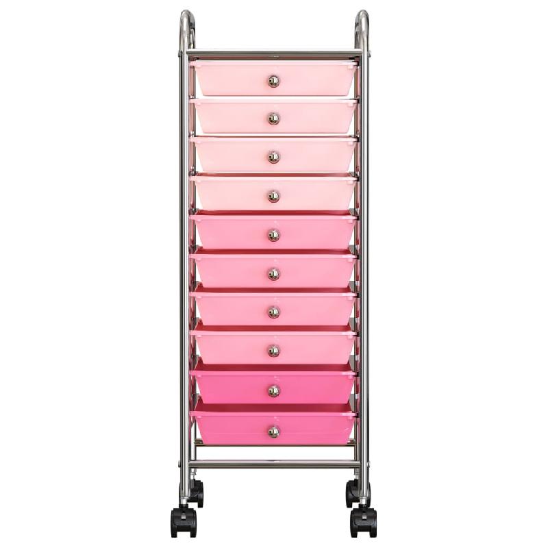 Vidaxl chariot de rangement mobile à 10 tiroirs ombre rose plastique 320404_4