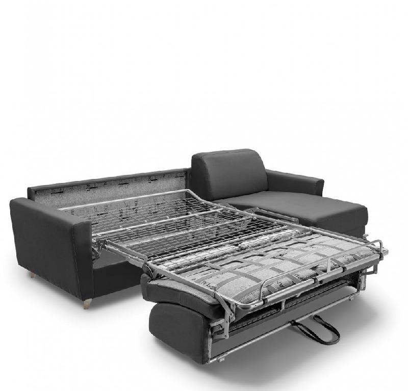 Canapé d'angle Virgola - Convertible express 160 cm - Matelas 16 cm - Design scandinave - Tissu gris_4