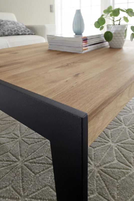 Table basse Gennevilliers 102 x 73 cm - Plateau chêne noueux massif huilé - Pied métal noir laqué_4