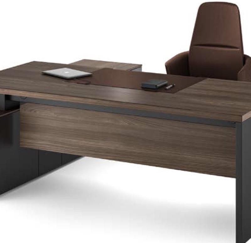 Bureau de manager Sile avec meuble intégré - Bralco - Non, 208, Noyer, Oui, Droite_4